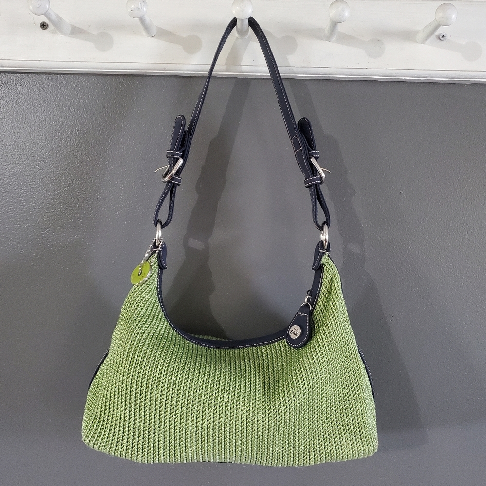 THE SAK Julep Green Crochet Mini Bag Navy Trim